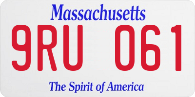 MA license plate 9RU061