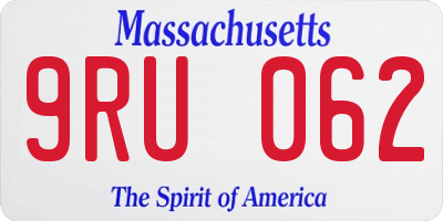 MA license plate 9RU062