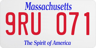 MA license plate 9RU071