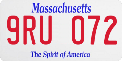 MA license plate 9RU072