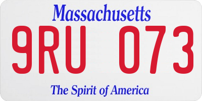 MA license plate 9RU073