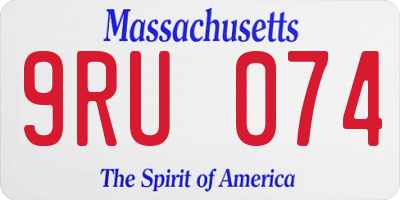 MA license plate 9RU074