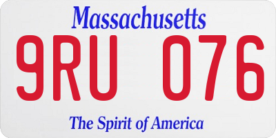 MA license plate 9RU076