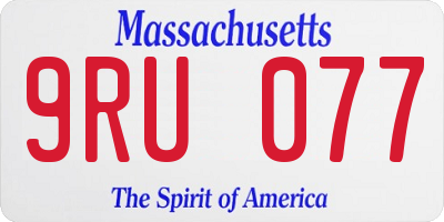 MA license plate 9RU077