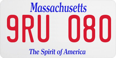 MA license plate 9RU080