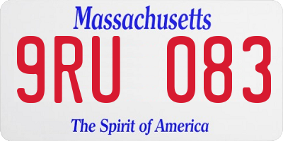 MA license plate 9RU083