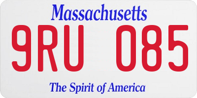 MA license plate 9RU085