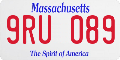 MA license plate 9RU089