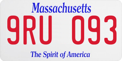 MA license plate 9RU093