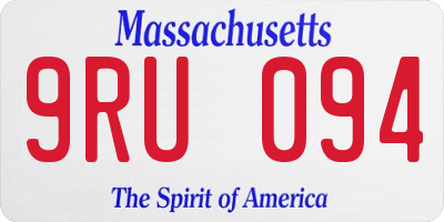 MA license plate 9RU094