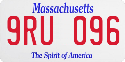 MA license plate 9RU096