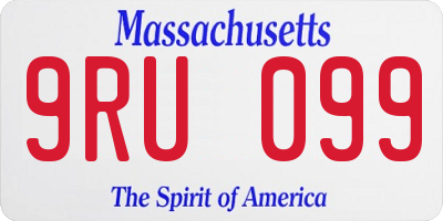 MA license plate 9RU099