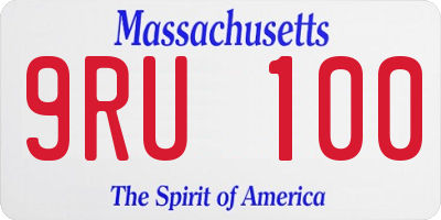 MA license plate 9RU100