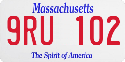 MA license plate 9RU102