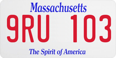 MA license plate 9RU103