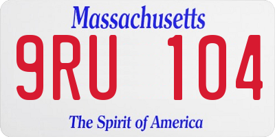 MA license plate 9RU104