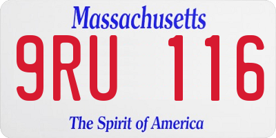 MA license plate 9RU116