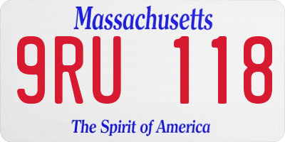 MA license plate 9RU118