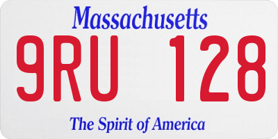MA license plate 9RU128