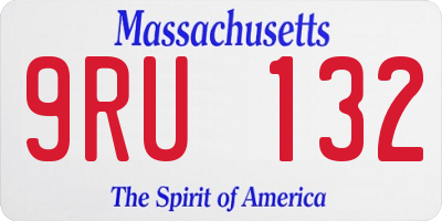 MA license plate 9RU132