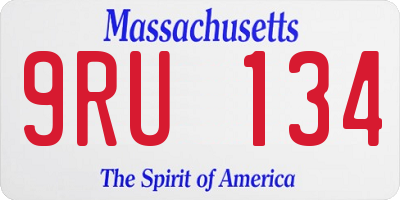 MA license plate 9RU134