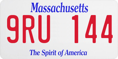 MA license plate 9RU144