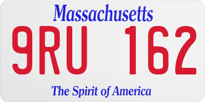 MA license plate 9RU162