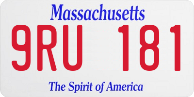 MA license plate 9RU181