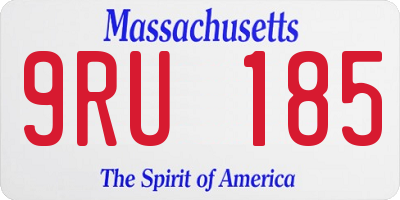 MA license plate 9RU185