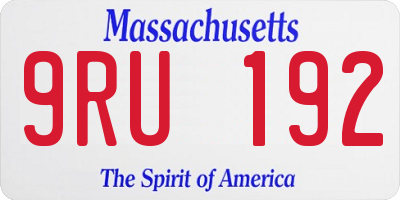 MA license plate 9RU192