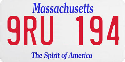 MA license plate 9RU194