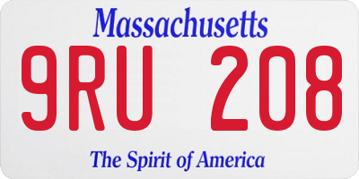 MA license plate 9RU208