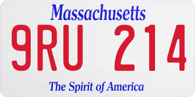MA license plate 9RU214