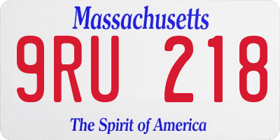 MA license plate 9RU218