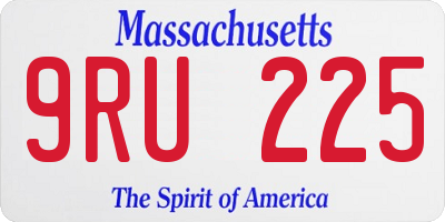 MA license plate 9RU225