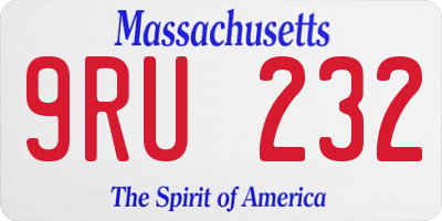 MA license plate 9RU232
