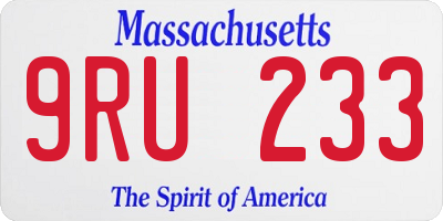MA license plate 9RU233