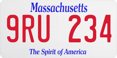 MA license plate 9RU234