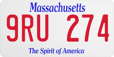 MA license plate 9RU274