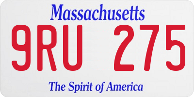 MA license plate 9RU275