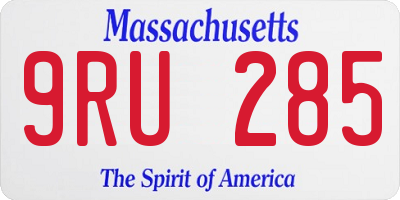 MA license plate 9RU285