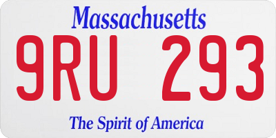 MA license plate 9RU293