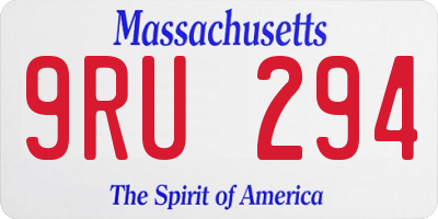 MA license plate 9RU294