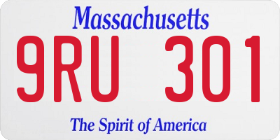 MA license plate 9RU301
