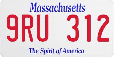 MA license plate 9RU312