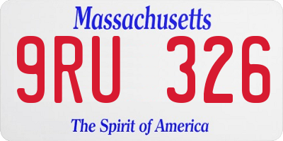 MA license plate 9RU326