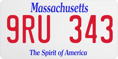 MA license plate 9RU343