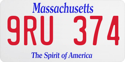 MA license plate 9RU374