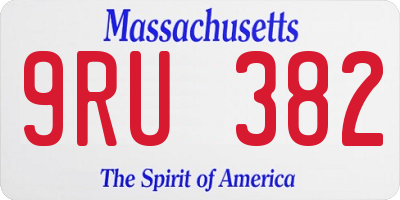 MA license plate 9RU382