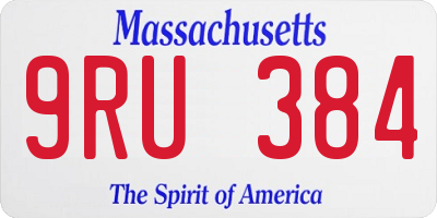 MA license plate 9RU384